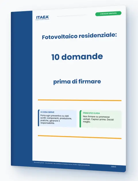 Checklist gratuita ITAEA: 10 domande prima di firmare un preventivo fotovoltaico